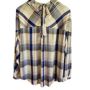 Sanctuary Women's Boyfriend Plaid Tie Back Button Front  Shirt Size Medium